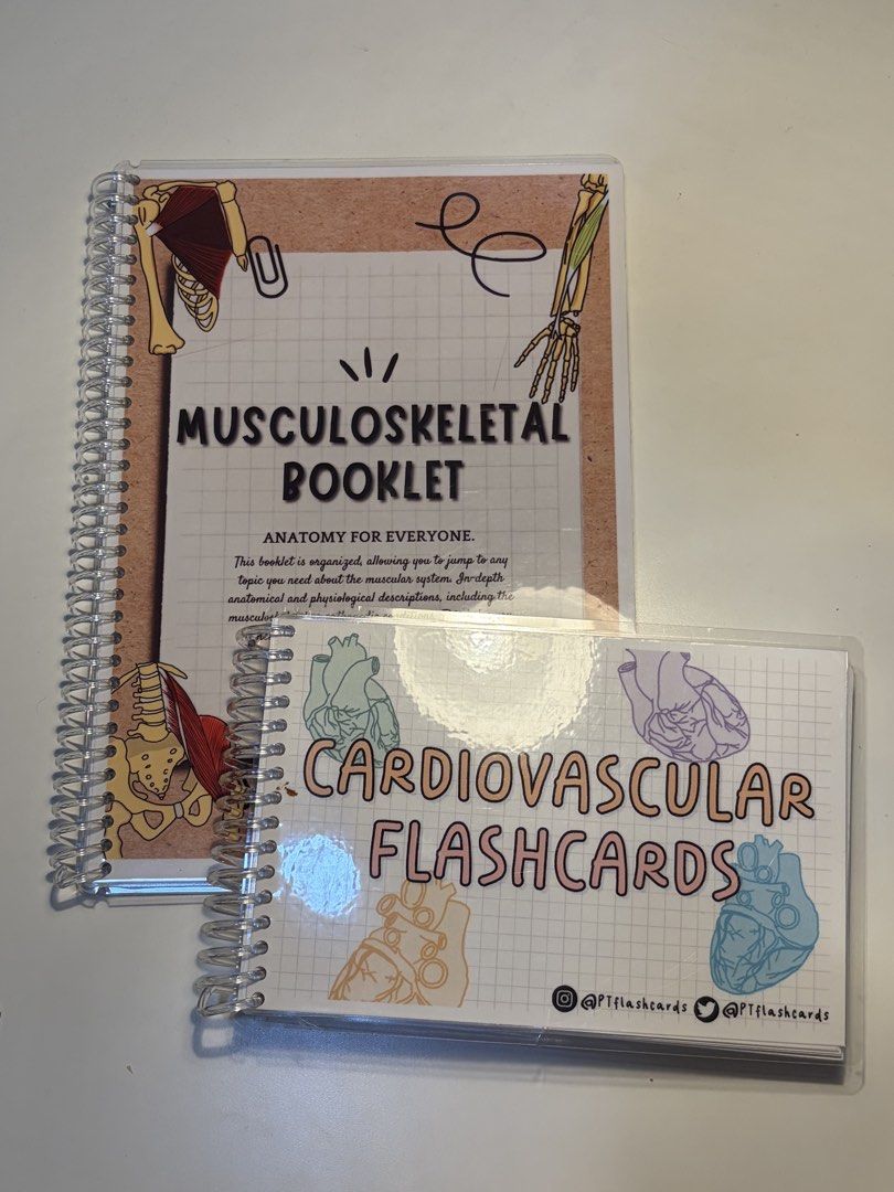 PT Study Booklet & Flashcards - Anatomy for Everyone (Category: Textbooks) located in Quezon City. Submitted by sophshop_ (Listing ID 1454514269, Image 1). Description: - 1 stain (see 2nd photo) - negotiable - 1 set for ₱1000 - MSK: ₱300 - Cardio: ₱800.