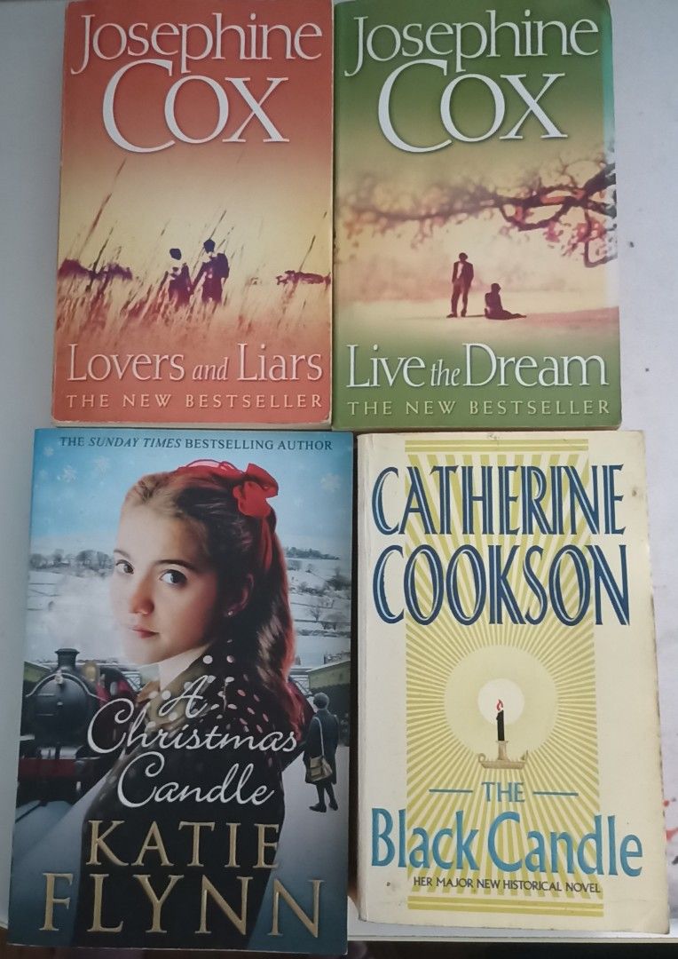 Romance Book Bundle (Category: Storybooks) located in Calamba. Submitted by maryann.castillo (Listing ID 1454388720, Image 1). Description: Bundle of 4 preloved romance books for only P180. Very good condition. Creases on spine, there is tanning and very minimal foxing on the edges but no missing or torn pages. No broken spine. - Lovers and Liars by Josephine Cox (mmpb) - Live the Dream by Josephine Cox (mmpb) - The Black Candle by Catherine Cook
