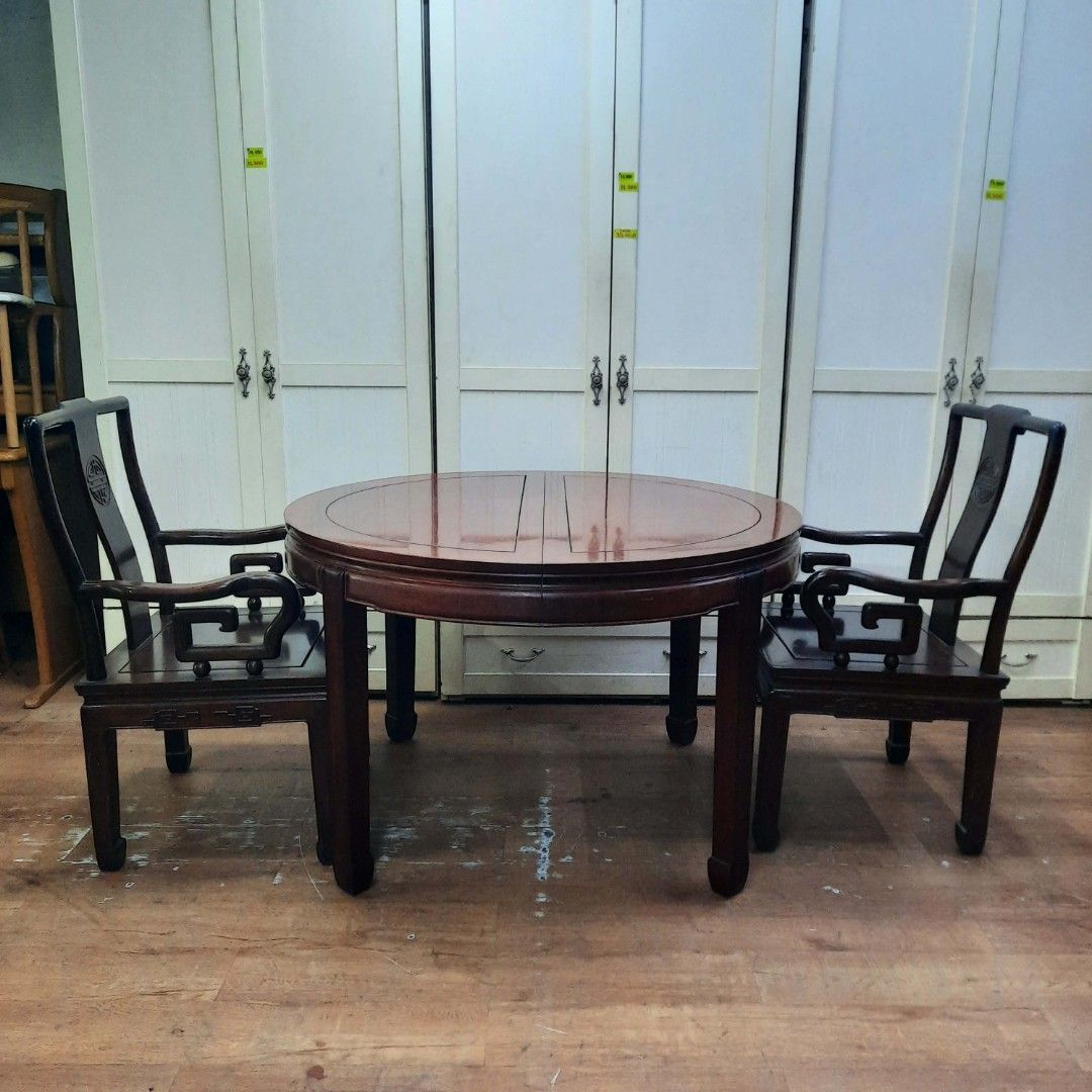 Round Wooden Dining Table with 2 Chairs (Category: Tables & Sets) located in Manila. Submitted by ivan_furnitures421 (Listing ID 1454387416, Image 3). Description: - Classic round dining table and 2 matching chairs - Rich dark wood finish - Sturdy construction - Ideal for smaller dining areas or breakfast nooks - Ready for its new home!.