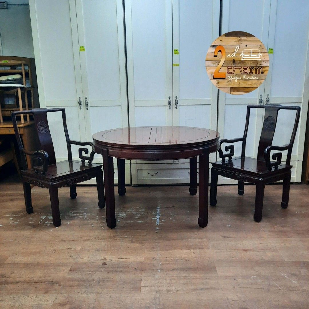 Round Wooden Dining Table with 2 Chairs (Category: Tables & Sets) located in Manila. Submitted by ivan_furnitures421 (Listing ID 1454387416, Image 1). Description: - Classic round dining table and 2 matching chairs - Rich dark wood finish - Sturdy construction - Ideal for smaller dining areas or breakfast nooks - Ready for its new home!.