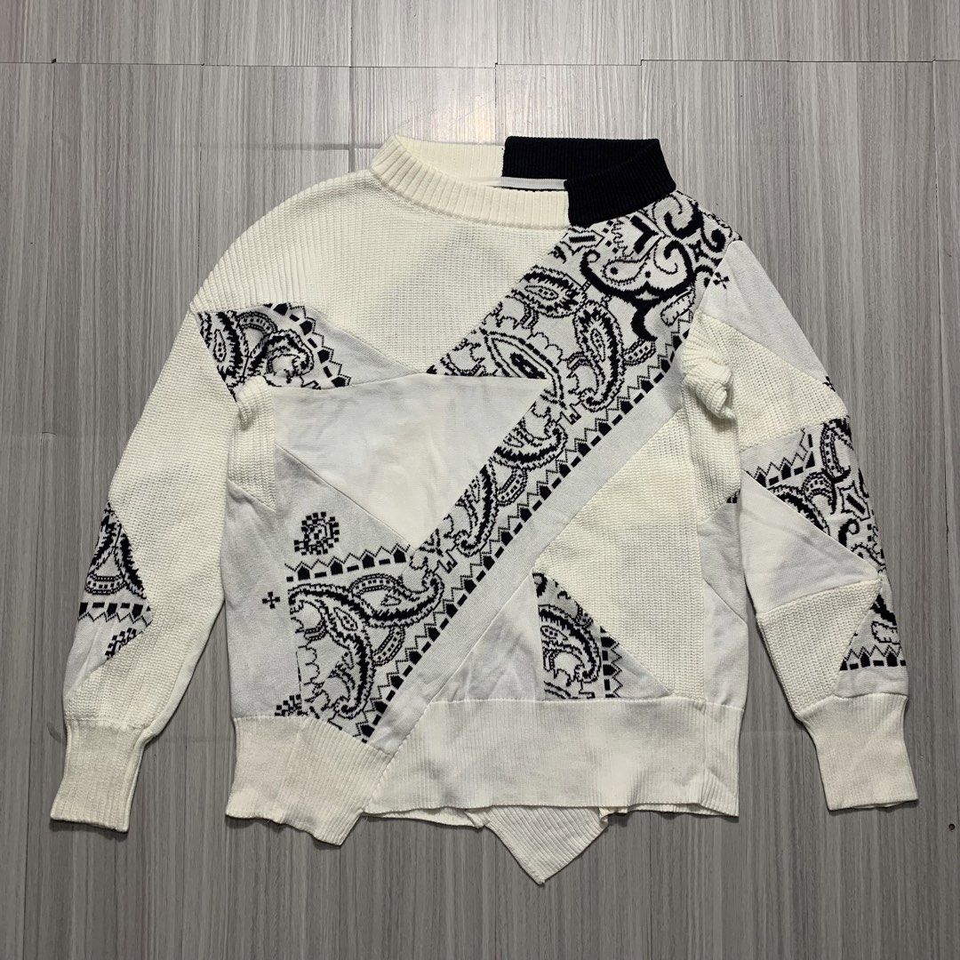 Sacai 21SS Archive asymmetrical Design with patchwork bandana pattern sweater (Category: Luxury Apparel) located in Natividad. Submitted by endsource.ph (Listing ID 1454506364, Image 1). Description: Sacai 21SS Archive asymmetrical Design with patchwork bandana pattern sweater ‎_____________ ‎Size: 2 on tag M - L fits ‎Width : 22 ‎Length: 26 ‎Shoulder: 20 ‎Sleeves: 23 ‎(actual dimension) ‎______________ ‎Like New Condition ‎(use once or twice) ‎L
