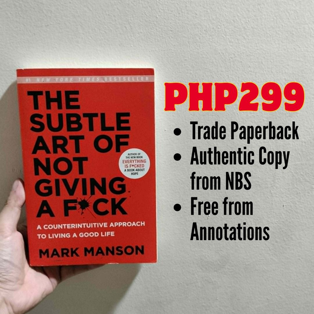 SELF-HELP BOOKS (Category: Storybooks) located in Antipolo. Submitted by serjyms (Listing ID 1454477515, Image 2). Description: SELF-HELP BOOKS 1. The Subtle Art of Not Giving a F*ck by Mark Manson (PHP299) 2. The Tipping Point by Malcolm Gladwell (PHP249) 3. Grit by Angela Duckworth (PHP249) [SOLD] 4. I Decided to Live as Me by Soo-hyun Kim (PHP149) [SOLD] 5. Men Are from Mars, Women Are from Venus by John Gray, Ph.D. (PHP249) 6. Pathways to Pos