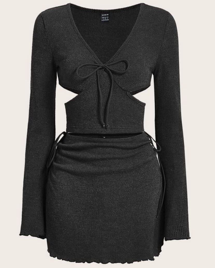 [Shein] Black cutout coordinates (Category: Sets or Coordinates) located in Makati City. Submitted by cocoreluv (Listing ID 1454553711, Image 1). Description: Makati.