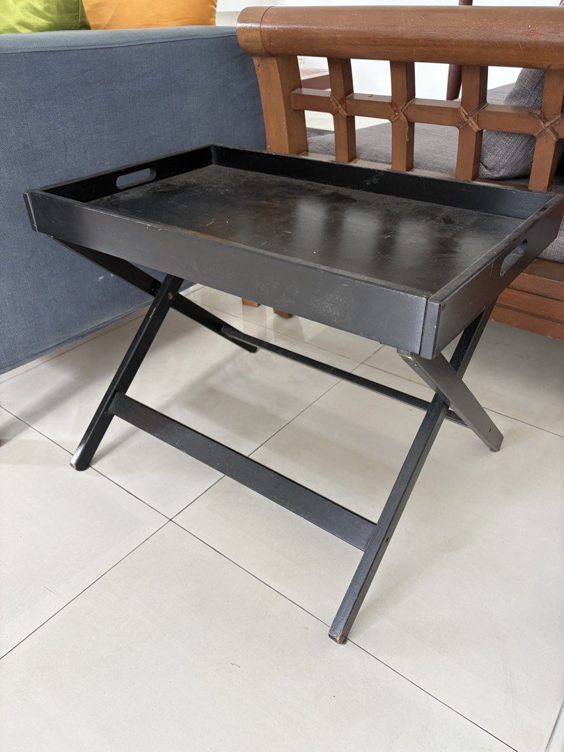 Side table (Category: Shelves, Cabinets & Racks) located in Singapore. Submitted by dtansc (Listing ID 1454507485, Image 1). Description: Side table with foldable legs. Top can be taken apart as serving tray..