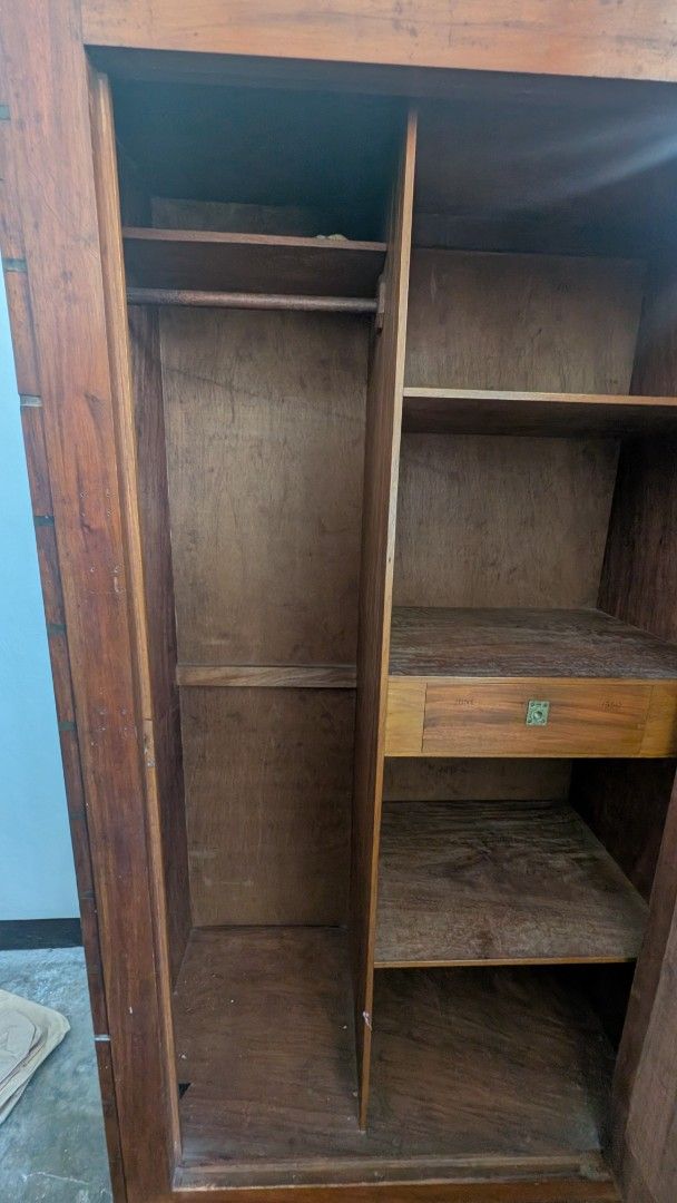 Solid Wood Narra Cabinet with Mirror (Category: Shelves, Cabinets & Racks) located in Marikina City. Submitted by cambas (Listing ID 1454400005, Image 3). Description: Solid Wood Narra Aparador (1-Door Wardrobe with Mirror) Price: PHP 23,500 Authentic solid Narra wood cabinet. With full-length mirrored door. Dimensions: Height 72 in (6ft) Width 36in (3ft) Depth 18in (1.5ft) Issues: Minor signs of use but no damage. Location: MKNA CITY. Bring your