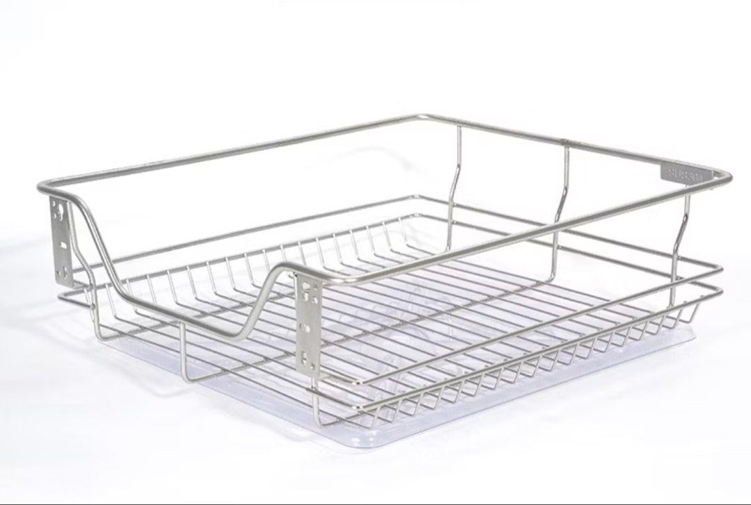 Stainless Pullout Rack (Category: Cookware & Accessories) located in Manila. Submitted by gl_preloved563 (Listing ID 1454455025, Image 3). Description: 2pcs Dimension 26x 16 Rfs: does not fit our cabinet Original price: 2315.