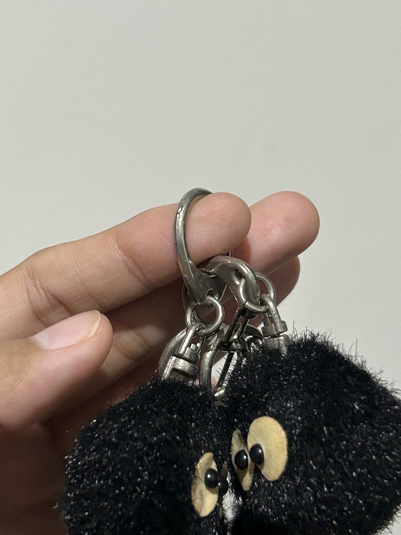 Studio Ghibli Soots Sprite Fluffy Monster Keychain Set (Category: Character Goods) located in Carcar. Submitted by creeyisla (Listing ID 1454419920, Image 3). Description: - Set of 4 fluffy black keychains -Original Merch of Sun arrow - Ideal for decorating bags or keys - Comes with hq metal keyring and clasp.