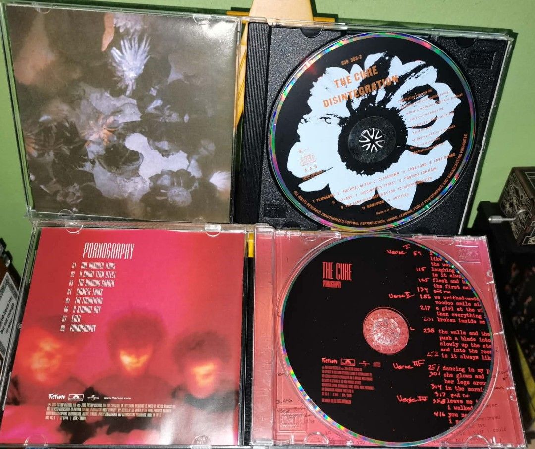 The Cure - CD Set (Disintegration, Pornography) (Category: CDs & DVDs) located in Pasig City. Submitted by windowlicker (Listing ID 1454404373, Image 3). Description: The Cure CD Set: - Disintegration (VG only, playtested) - Pornography (NM) - MOD: J&T or Lalamove - MOP: Gcash.