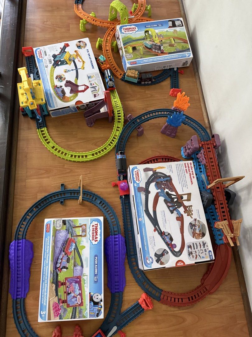 Thomas& Friends Motorized Playset (Category: Infant Playtime) located in Marikina City. Submitted by babycluttermatter (Listing ID 1454465892, Image 1). Description: P1,900 - Crystal Cave Adventure Set P999 - Crystal Mines Thomas P999 - Fix ‘Em Up Friends ❌ - Diesel’s Super Loop Adventure P3,800 take all.
