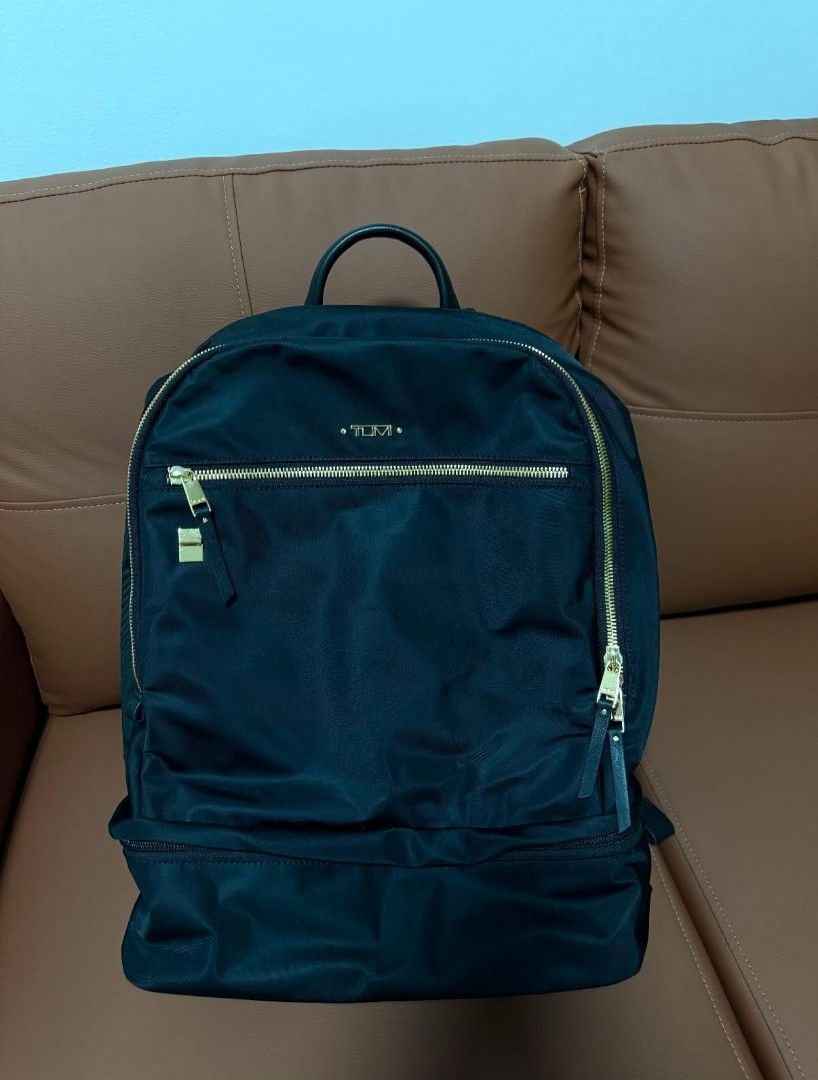 Tumi Bexley Backpack Black Nylon Leather Trim (Category: Backpacks) located in Manila. Submitted by jayveecatu14021 (Listing ID 1454460243, Image 1). Description: - Brand: Tumi - Model: Bexley Backpack - Color: Black - Material: 95% Nylon, 5% Leather Trim - Lining: Polyester - Dimensions: 16.5" x 12" x 6.5" - Laptop Compartment: Fits up to 16.25" laptop - Features: Multiple interior pockets, Gold hardware - Ideal for: Work, travel, everyday use.
