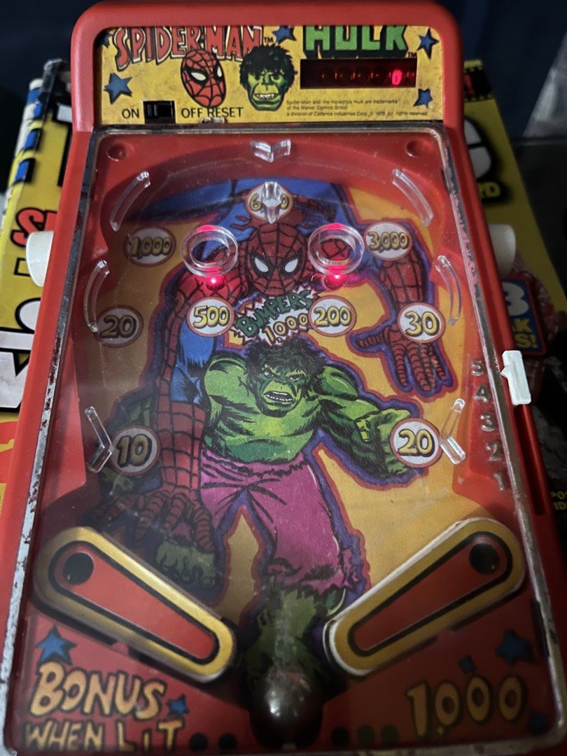 Vintage marvel spiderman hulk 1970 pinball machine mini working (Category: Action & Battle Toys) located in Binan City. Submitted by tripwirecollectibles (Listing ID 1454501960, Image 2). Description: .