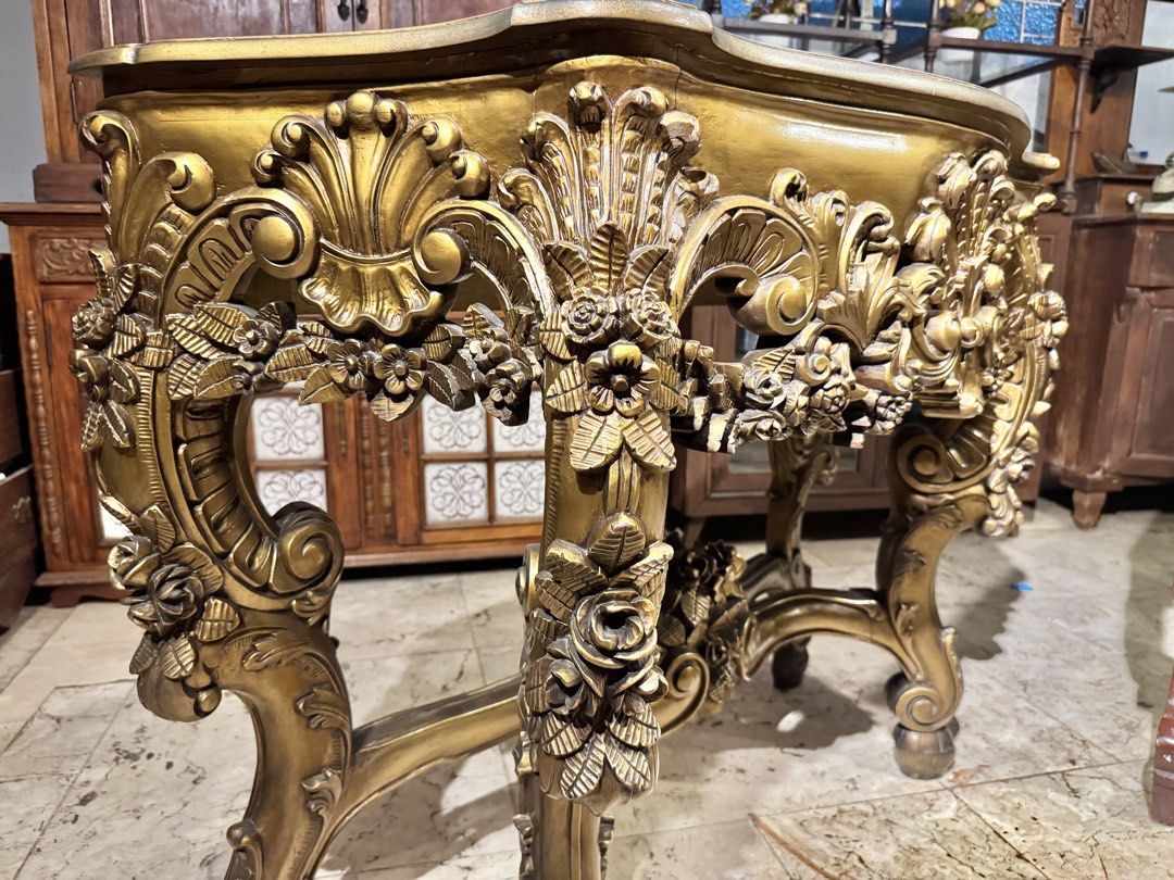 Vintage Pair of Solid Narra Console Table (Category: Tables & Sets) located in Manila. Submitted by sinaunang_gamit (Listing ID 1454445200, Image 2). Description: Vintage Pair of Solid Narra Console Table Gold size Height: 48 inches Length: 34 inches Width: 18 inches Brown size Height: 52 inches Length: 32.5 inches Width: 17.5 inches ₱12k each .