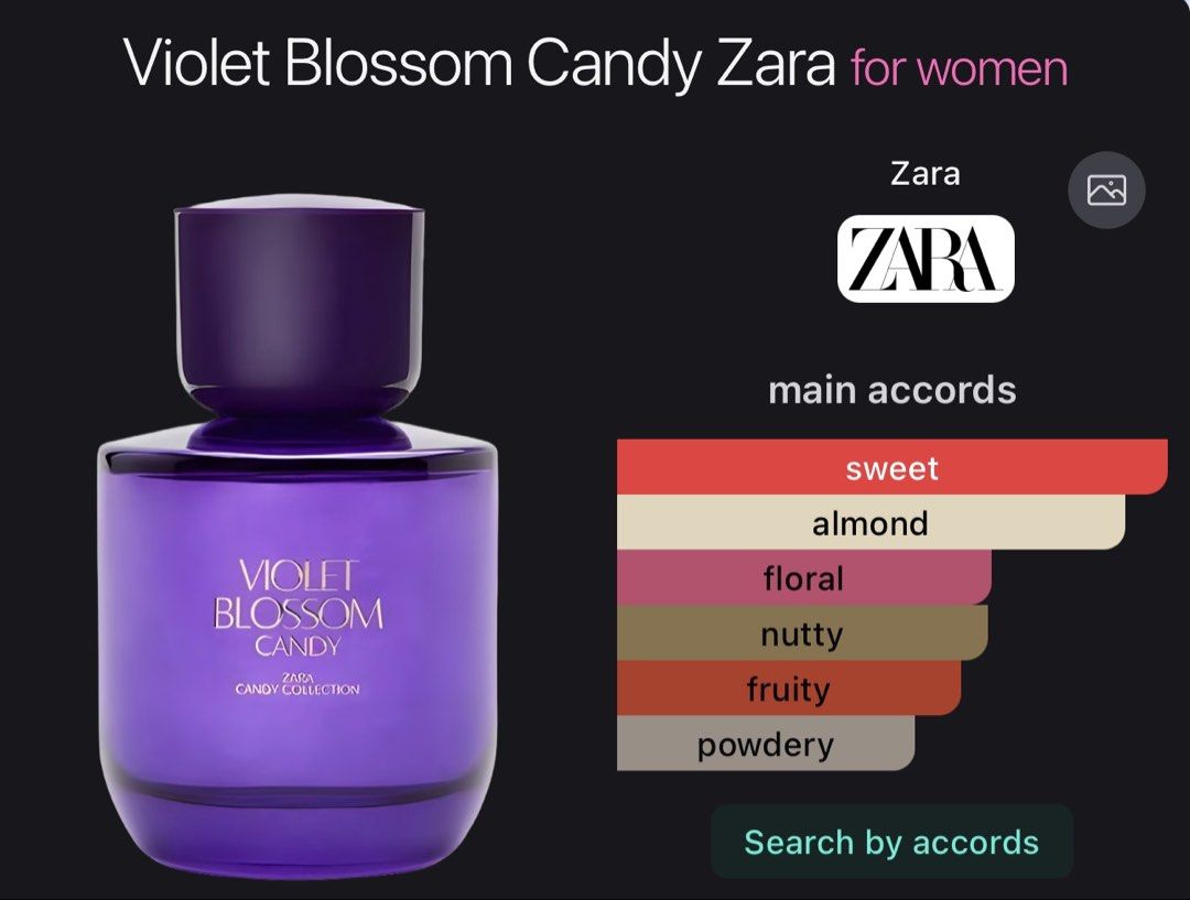 Zara Violet Blossom Candy Perfume (Category: Fragrance & Deodorants) located in Navotas City. Submitted by kathyp10 (Listing ID 1454435677, Image 2). Description: -Price negotiable for sure buyers MOP: Gcash, GoTyme MOD: Lalamove, J&T.