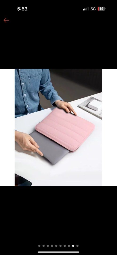 13-14” Protective Laptop Sleeve Bag (Category: Laptop Bags & Sleeves) located in Manila. Submitted by your_angel (Listing ID 1454660485, Image 3). Description: - Keep your laptop safe. - Thick, soft fluff lining for superior cushioning. - Splash-proof outer fabric for added protection. - Sleek quilted design..