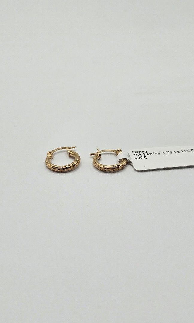 18k loop earring gold pawnable brand new (Category: Earrings) located in Manila. Submitted by maxessentials (Listing ID 1454585705, Image 2). Description: .