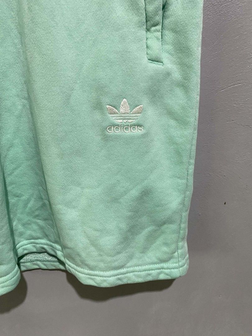 Adidas Mint Green Sweat Shorts Size M (Category: Activewear) located in Manila. Submitted by bravefalcon-fabccf (Listing ID 1454645248, Image 2). Description: ADIDAS ESSENTIAL Sweatshort🔴 Size: Medium/32 to 34 ✅ Good as New Length -18✅ Color-Mint Green🔴 Loc:San Pedro Laguna 450+Shipping fee Dm.