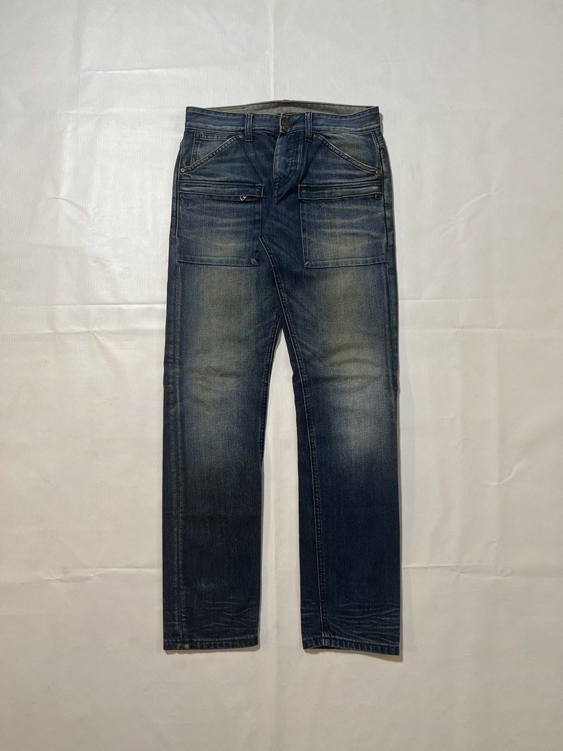 Armani Exchange FW12 Blue Washed Tactical Jeans (Category: Jeans) located in Cagayan de Oro. Submitted by mffit.clox (Listing ID 1454646618, Image 1). Description: 4RMAN1 EXCHANGE FW12 Dark Blue Utility Washed Jeans Waist: 30 inches Length: 40 inches Back Rise: 12 inches Thighs: 11.5 inches Leg Hole: 6.5 inches Mine: ₱800 (Automatically yours) - buyer will add ₱89 shipping fee Condition: 9/10 Issue(s): Minor Stains & other signs of usage .