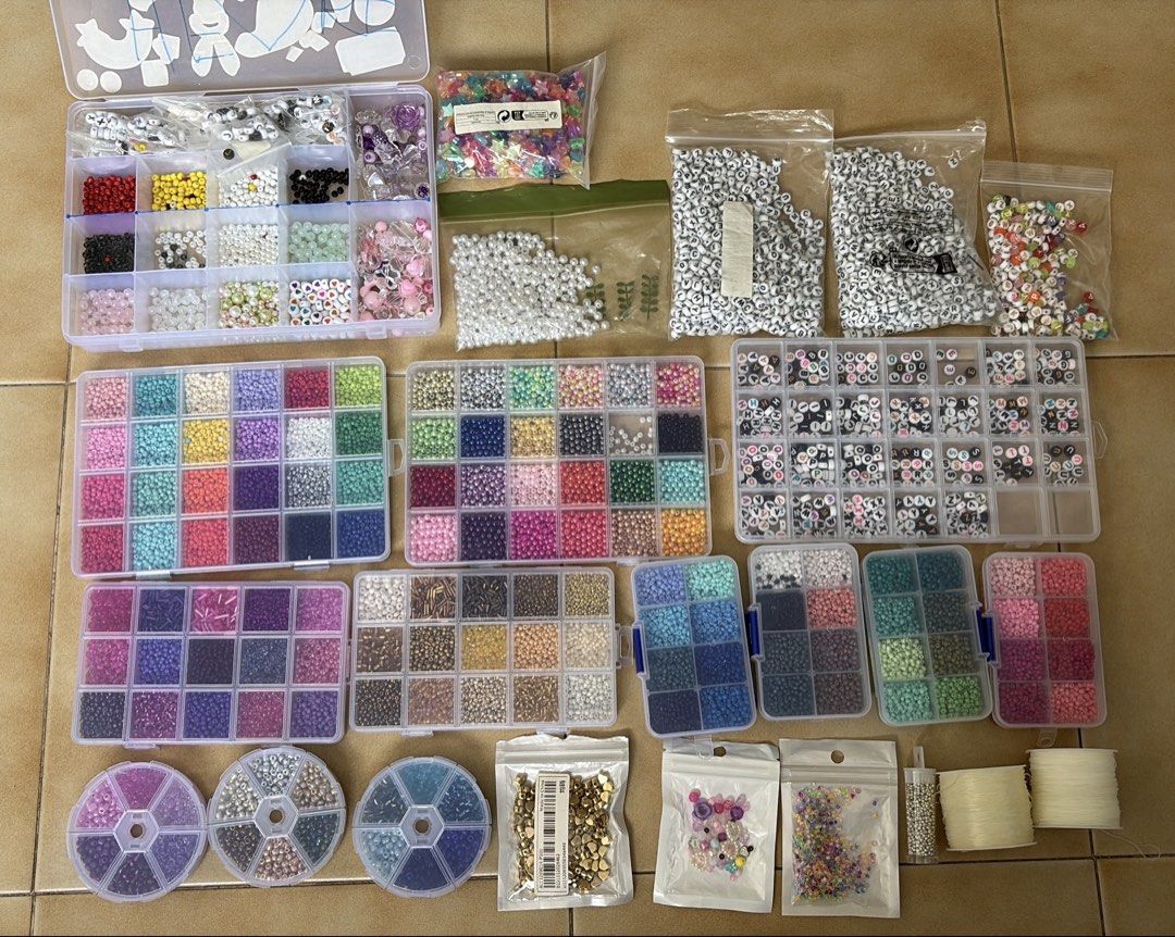 assorted beads (Category: Craft Supplies & Tools) located in Singapore. Submitted by fr0yoyoty (Listing ID 1454590632, Image 1). Description: - all for $20 - used some beads but still have a lot left - need to buy your own string as mine is quite old, might not be very durable - meetups only as i’m scared the beads will fall out of the box during delivery - cash or paynow .