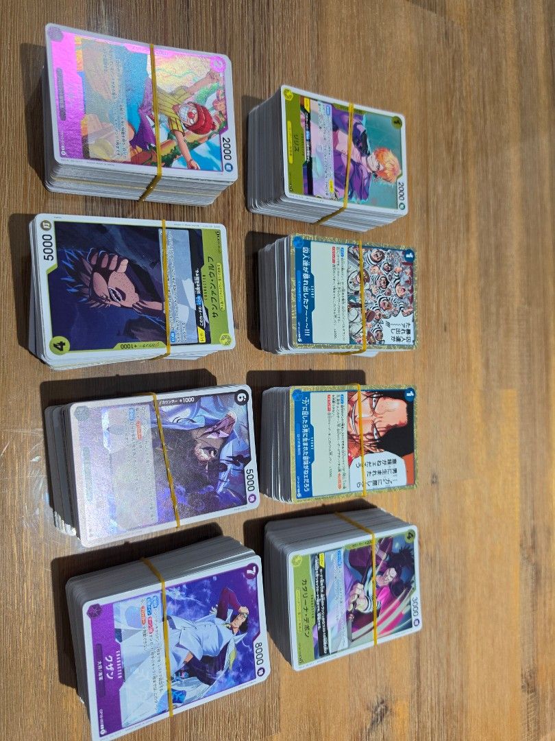 Assorted characters Assorted sets card (Category: Raw Cards) located in Singapore. Submitted by lambocar (Listing ID 1454593707, Image 2). Description: Rare card from OP-13 1 stack =100 pcs $20/ stack 800 cards Best for beginners and collector..
