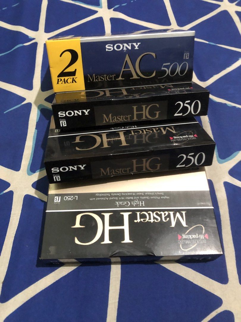 BetaMax Blank recordable Tapes set bundle (Category: TV Parts & Accessories) located in Quezon City. Submitted by markgolveo (Listing ID 1454655071, Image 1). Description: BetaMax Blank recordable Tapes set bundle Sealed bnew units.