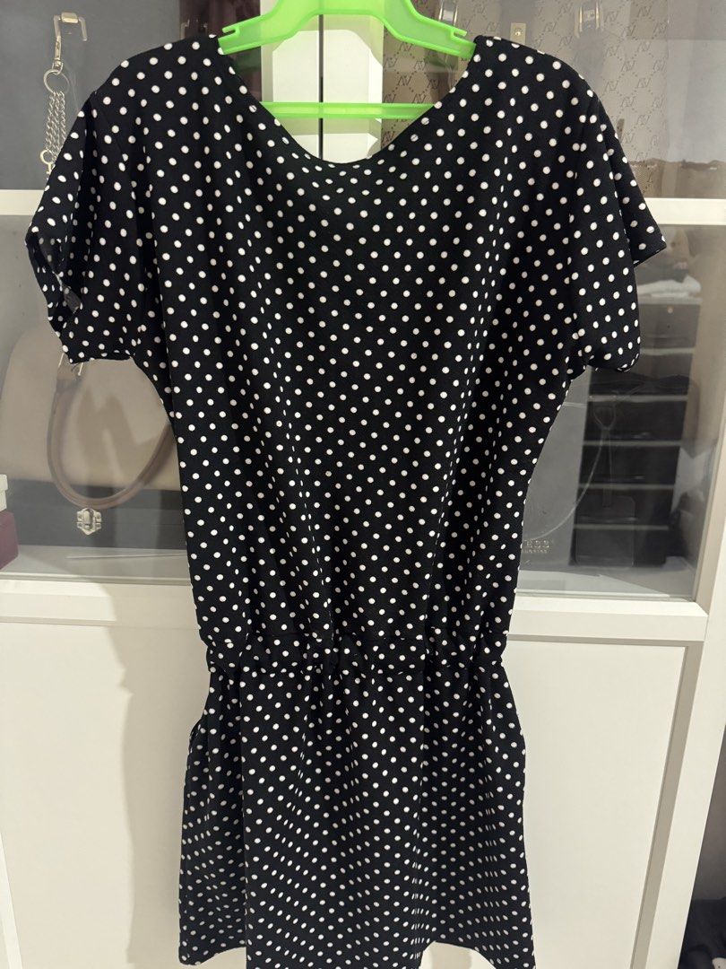 Black and White Polka Dot Dress with Pockets (Category: Dresses) located in Mangatarem. Submitted by jvleexx (Listing ID 1454575739, Image 1). Description: - Cute black dress with white polka dots - Short sleeves - Cinched waist for a flattering fit - Convenient side pockets - Ideal for casual wear - Versatile: easy to dress up or down.
