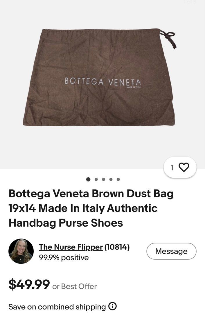 Bottega Veneta Brown Dust Bag (Category: Luxury Bags & Wallets) located in Cabuyao City. Submitted by ParadisethriftedPh (Listing ID 1454742541, Image 3). Description: Cr: 9.5/10 Dimensions W: 13 L: 10.5.