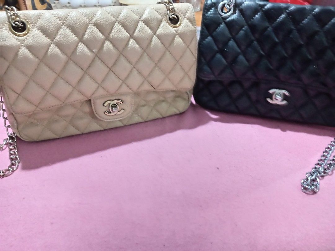 Chanel Double Flap bundle (Category: Luxury Bags & Wallets) located in Malolos. Submitted by shoptokyothrift (Listing ID 1454608394, Image 1). Description: As is Chanel Double flap Vintage Holo removed Please check photo Beige and black.