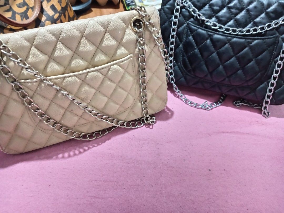 Chanel Double Flap bundle (Category: Luxury Bags & Wallets) located in Malolos. Submitted by shoptokyothrift (Listing ID 1454608394, Image 2). Description: As is Chanel Double flap Vintage Holo removed Please check photo Beige and black.