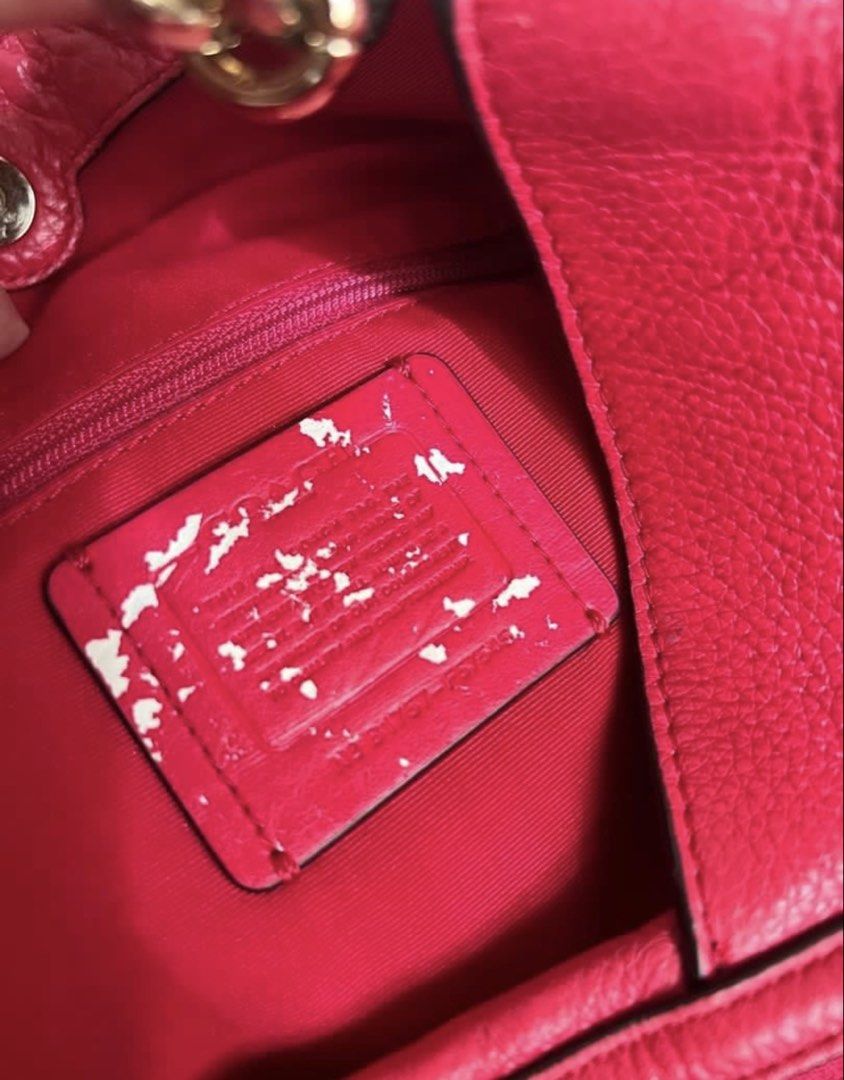 Coach Lexy Raspberry Red Pebbled Leather Shoulder Bag (Category: Luxury Bags & Wallets) located in Las Pinas. Submitted by pinksparkles1830 (Listing ID 1454738555, Image 2). Description: AUTHENTIC❤️ Coach Lexy Raspberry Red Pebbled Leather Shoulder Bag - Genuine red leather Coach shoulder bag - Spacious interior with zip and slip pockets - Elegant gold hardware details (No Scratches) Note: minor wear on Creed (as shown in photos) this is a normal
