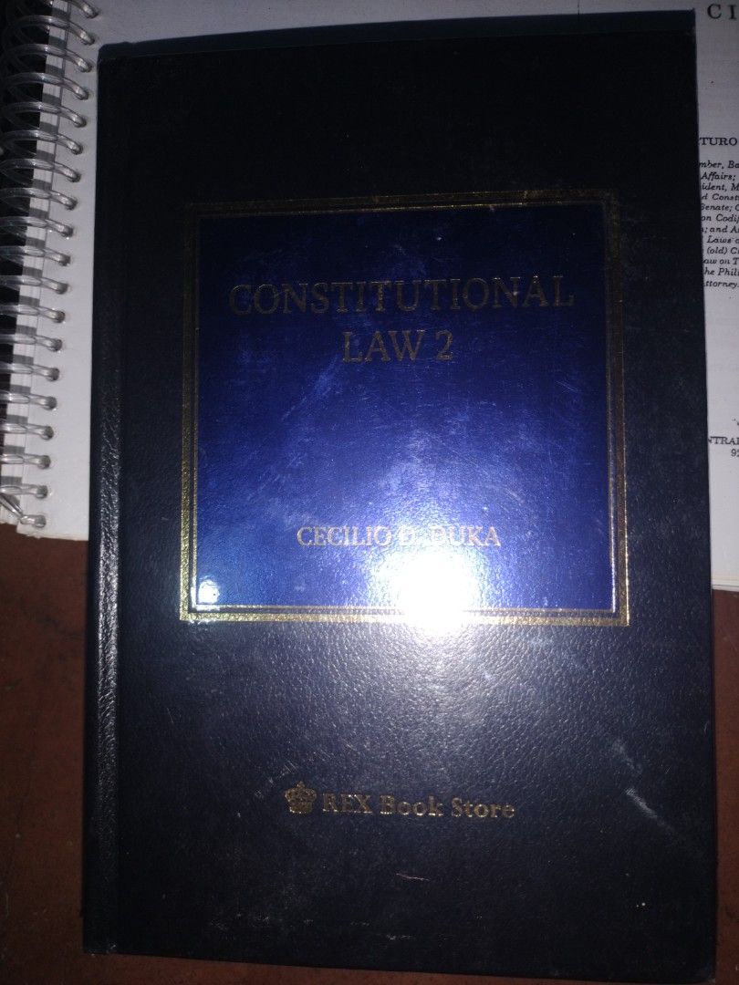 Constitutional Law 2 by Cecilio D. Duka (Category: Textbooks) located in Taguig. Submitted by carlowww17 (Listing ID 1454706931, Image 1). Description: - Constitutional Law 2 textbook (2019 ed.) - Author: Cecilio D. Duka - Publisher: Rex Book Store - Ideal for law students - Covers essential legal principles and cases - Valuable reference for constitutional law Brand new.