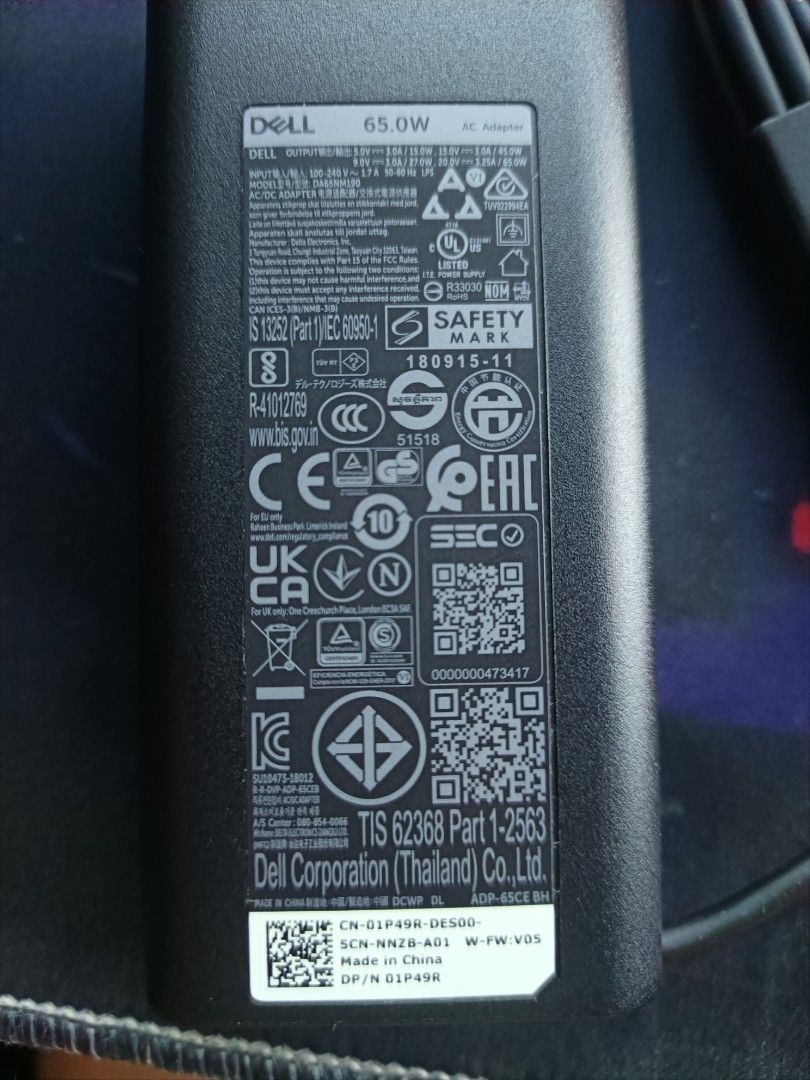 Dell Type C laptop charger (Category: Chargers) located in Cabuyao City. Submitted by liamtyler163578 (Listing ID 1454740900, Image 3). Description: Dell type C laptop charger 65W compatible to other brands as long as the charging port is type C brand new, never used. meetup around cabuyao laguna or shipping/lalamove buyer's expense..