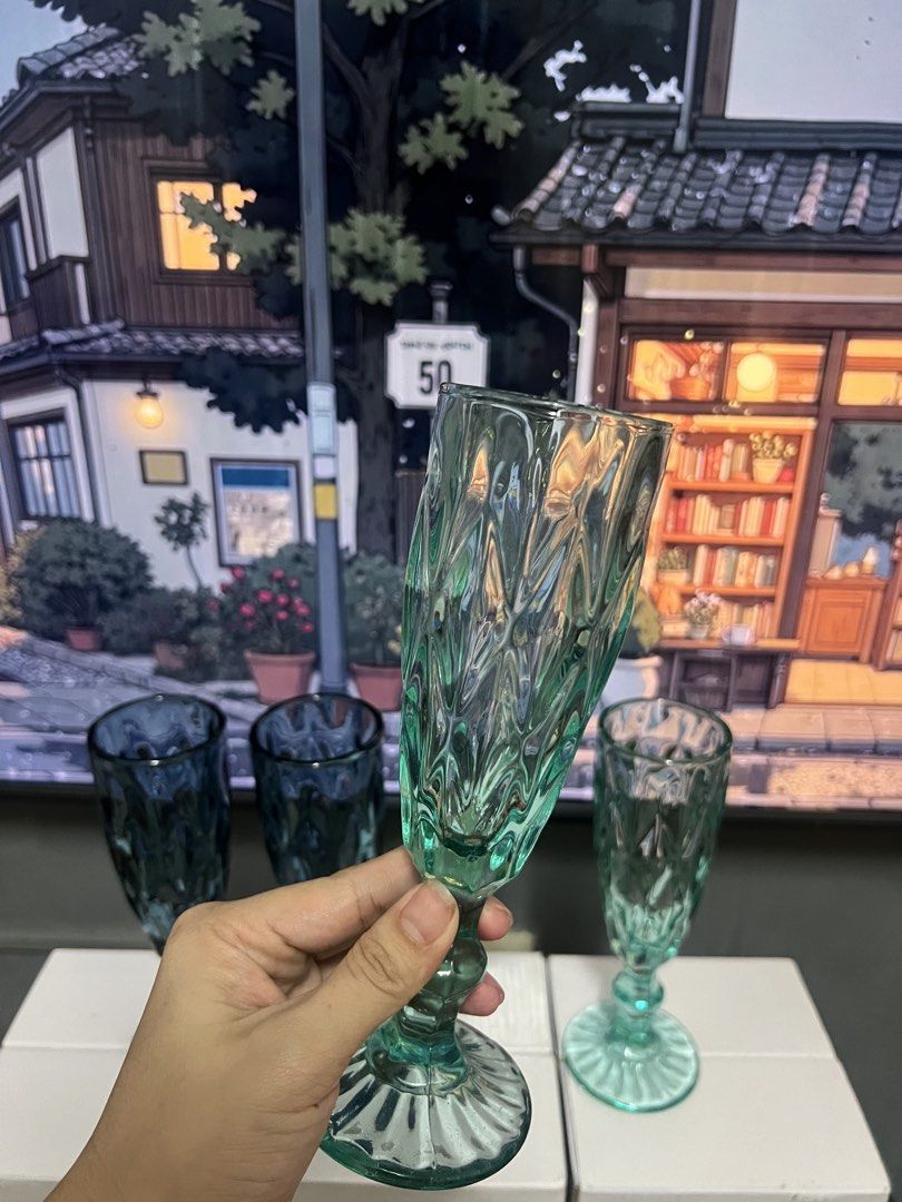 Diamond Goblet Wine/Water Glass (Category: Other Kitchenware & Tableware) located in Tanza. Submitted by jesdcmpo (Listing ID 1454628712, Image 2). Description: 4 pieces per box Available colors: Diamond blue and Teal Php75 per piece / Php280 per box.