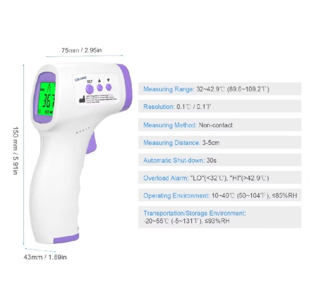 Digital Thermometer Infrared (Category: Medical Supplies & Tools) located in Valenzuela. Submitted by shesstore (Listing ID 1454748095, Image 2). Description: For just ₱250, you’ll get a free battery included! We're located in Valenzuela City, so feel free to send us a message for any inquiries. 😊.