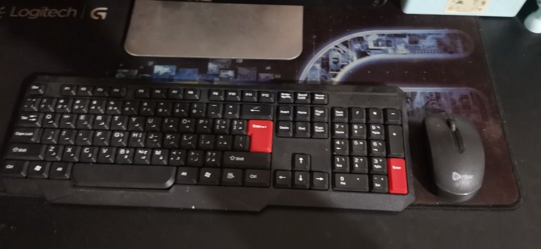 Enter Wireless Keyboard and Mouse (Black and Red) (Category: Computer Keyboard) located in Rodriguez. Submitted by johnpatrickzxc (Listing ID 1454725299, Image 2). Description: - Black wireless keyboard and mouse set - Features red and black accents - Works well, perfect for everyday computer use - Sold as a complete set - Just needs cap for the mouse - Plug and play NEGOTIABLE.