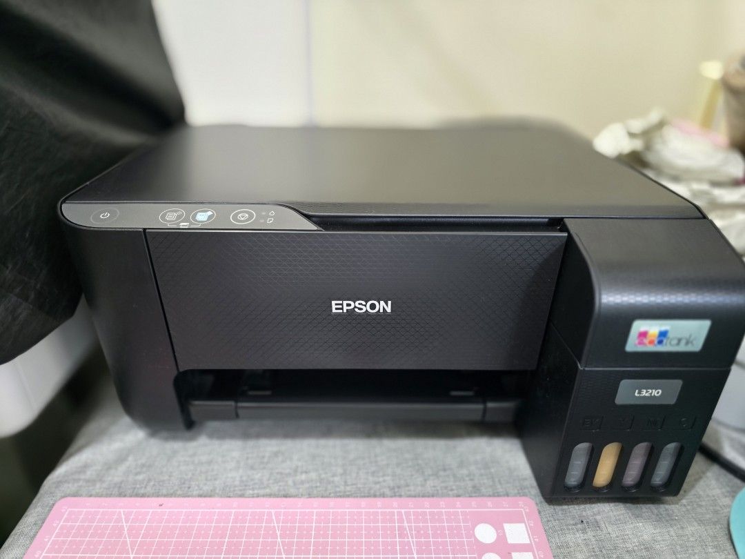 Epson EcoTank L3210 Printer (Category: Printers, Scanners & Copiers) located in Paranaque City. Submitted by rekeep (Listing ID 1454716950, Image 1). Description: Converted to use Sublimation Ink - Epson EcoTank L3210 Printer - Color: Black - Integrated ink tank system for convenient refilling - Ready for all your printing needs.
