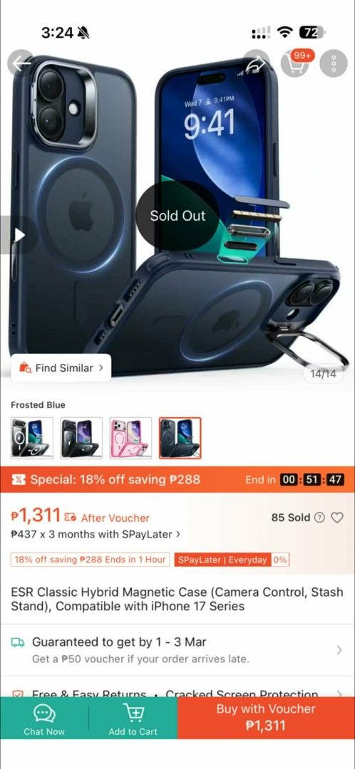 ESR iPhone 15 Pro Case (Category: Cases & Sleeves) located in Calamba. Submitted by negrosyantengmalupet (Listing ID 1454605986, Image 2). Description: Sealed bnew condition 800 SRP 550 Selling price Calamba Laguna Location Can do LBC or lalamove sa malayo PM for more details ty.