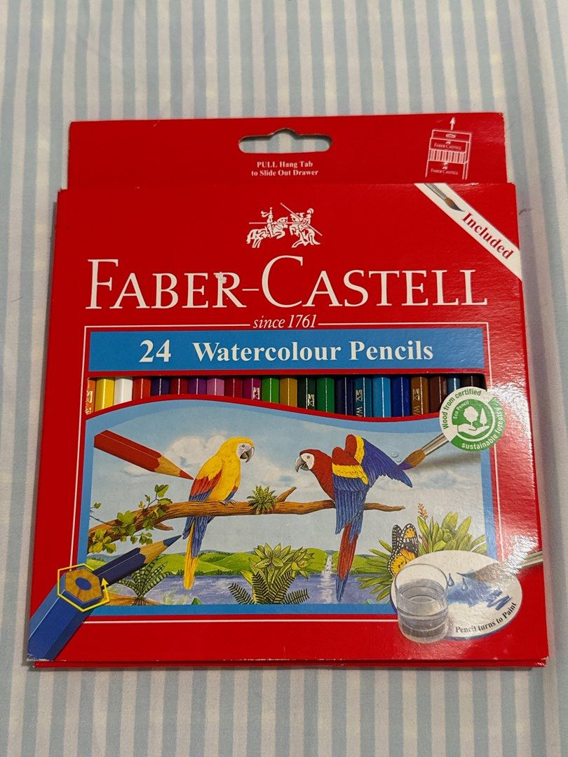 Faber-Castell 24 Watercolour Pencils (Category: Craft Supplies & Tools) located in Pasay City. Submitted by jamecakk (Listing ID 1454580059, Image 1). Description: - never pa nagamit. Nakatambak lng - Set of 24 Faber-Castell watercolour pencils - Perfect for art projects and sketching - Features vibrant, rich colours - Pencils are in good, pre-loved condition - Ready for your next creative masterpiece!.