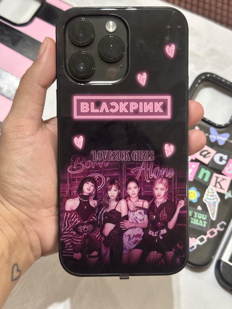 For take all - Blackpink iPhone 14 Pro Max Phone Case (Category: Cases & Sleeves) located in Manila. Submitted by oja02 (Listing ID 1454737848, Image 2). Description: For take all - Blackpink iPhone 14 Pro Max Phone Case includes 3 regular phone case and 1 LED phone case - with a smart chip which will light up when you play music. Can send video via messenger. All items are personal. Location: Paco, Manila. Can do shipping..