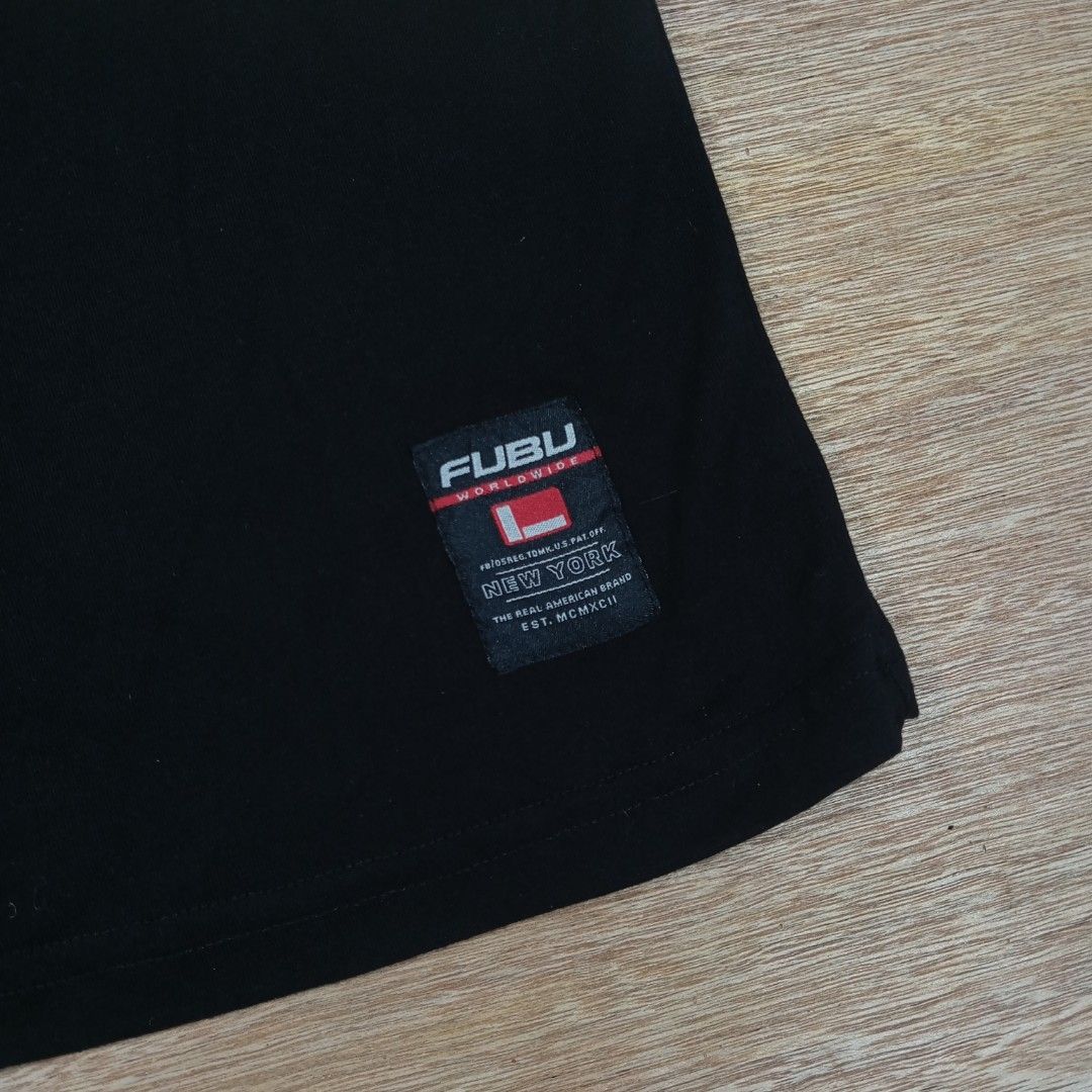 Fubu T-shirt (Category: Activewear) located in Manila. Submitted by sito. (Listing ID 1454715672, Image 3). Description: Fubu T-shirt Size: Large Length: 33.5 Width: 26 Color rate: 10/10 Issue: 1 pinhole Good Condition 🏷️ : ₱ 369 📦 : PLUS SHIPPING FEE 📍 : Upper Bicutan, Taguig City This piece is PRIZE, We can deal, Mate! Hit the message so we can Negotiate. Thanks, have a blessed day to all! 🙇🏽.