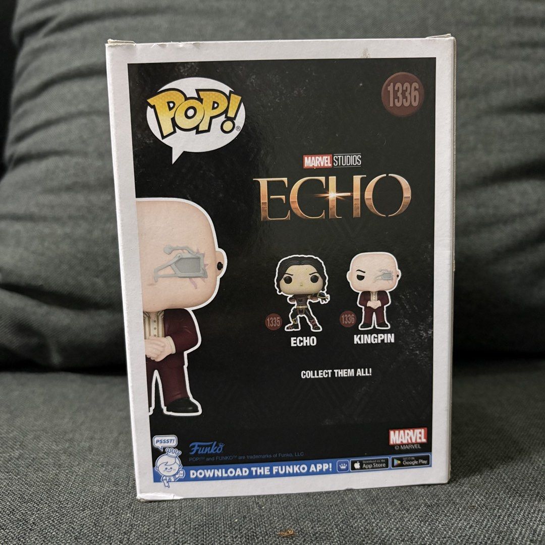 Funko Pop Marvel 1336 - Kingpin (Echo) (Category: Designer & Blind Box Toys) located in Imus. Submitted by declutter201 (Listing ID 1454748000, Image 2). Description: Price: P400 Condition: 8/10 (There are minor dents and creases) Location: Imus, Cavite MOP: BDO, Gcash, Maya, GoTyme MOD: GGX, J&T, SDD Will pack with protector and sorter box You can message me for more details.