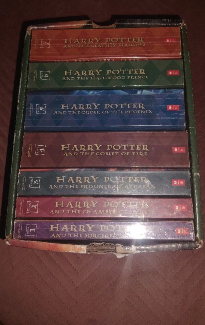 Harry Potter Complete Series Book Set (Category: Storybooks) located in Manila. Submitted by jakewency (Listing ID 1454660571, Image 3). Description: - Complete set of all 7 Harry Potter books - Includes the full magical journey - Comes in a box for easy storage - A must-have for any Harry Potter fan or collector.