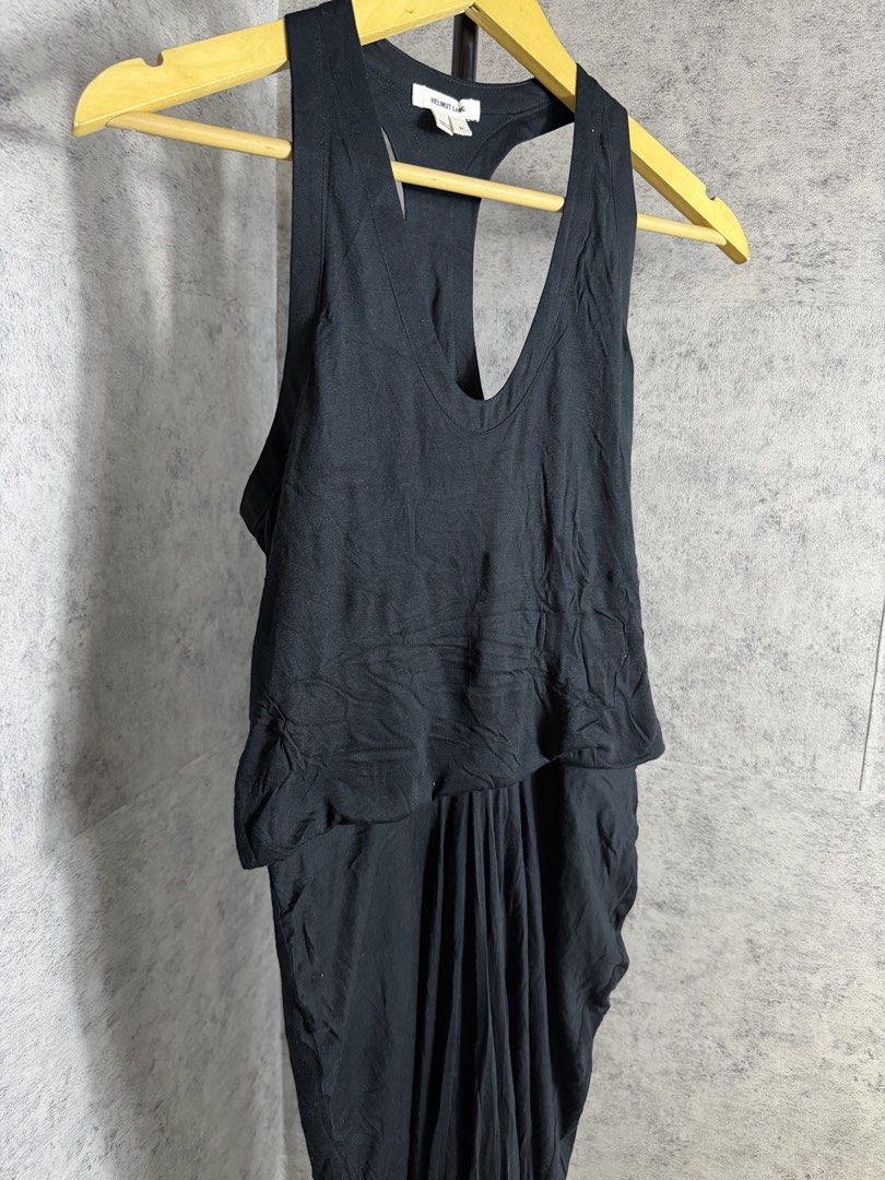 Helmut Lang Black Modal Racerback Dress Size P (Category: Dresses) located in Caloocan City. Submitted by giriyeys793 (Listing ID 1454729962, Image 2). Description: - Brand: Helmut Lang - Color: Black - Material: 100% Micro Modal - Style: Racerback with deep V-neck - Design Details: Draped, ruched skirt - Origin: Made in Vietnam - Style Number: SW-CS1627H.