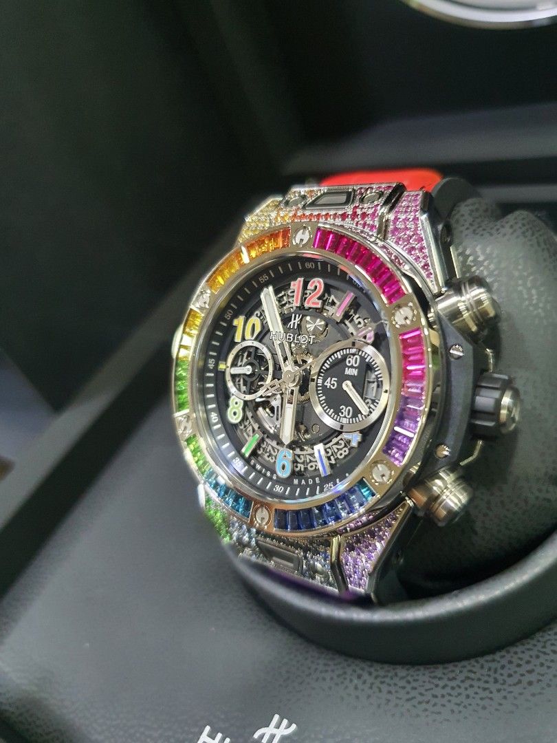 Hublot Big Bang Rainbow (Category: Luxury Watches) located in Mandaluyong City. Submitted by shobeywatch (Listing ID 1454668932, Image 3). Description: Hublot Big Bang Rainbow 🌈 Bnew 2022 Titanium 45mm Retail price: 4.5m ig: shobeywatch.