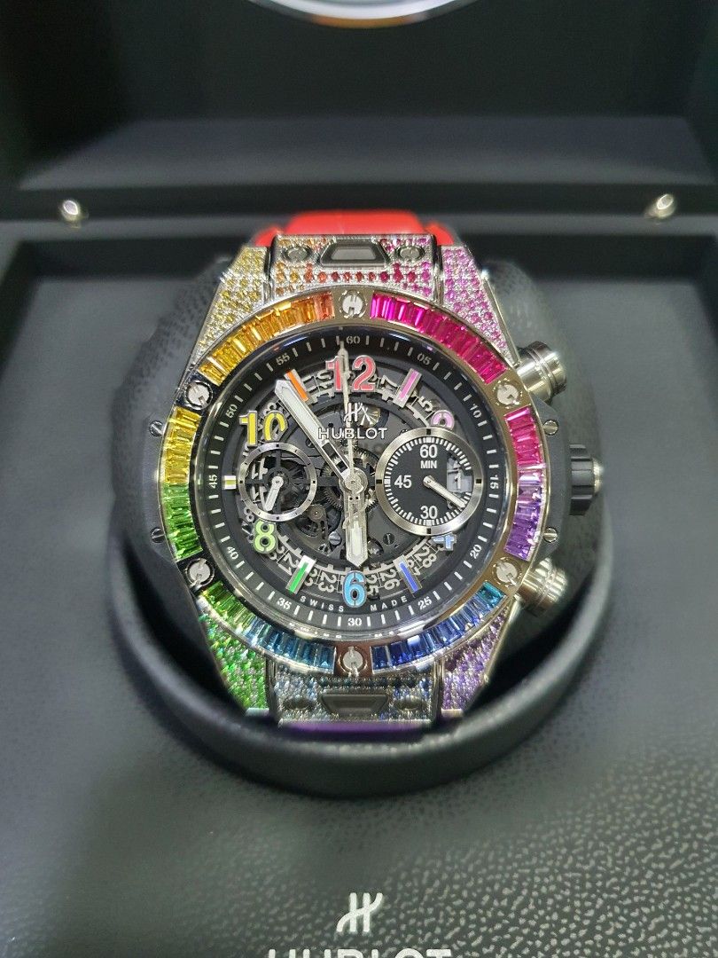Hublot Big Bang Rainbow (Category: Luxury Watches) located in Mandaluyong City. Submitted by shobeywatch (Listing ID 1454668932, Image 1). Description: Hublot Big Bang Rainbow 🌈 Bnew 2022 Titanium 45mm Retail price: 4.5m ig: shobeywatch.