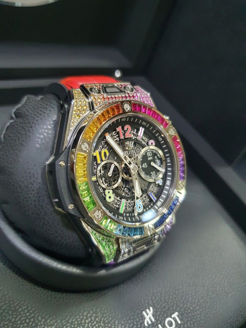 Hublot Big Bang Rainbow (Category: Luxury Watches) located in Mandaluyong City. Submitted by shobeywatch (Listing ID 1454668932, Image 2). Description: Hublot Big Bang Rainbow 🌈 Bnew 2022 Titanium 45mm Retail price: 4.5m ig: shobeywatch.