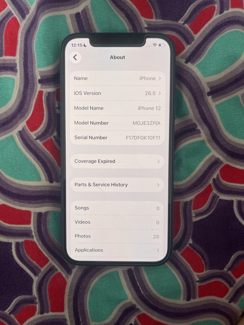 iPhone 12 128GB FU (Category: iPhone 12 Series) located in Manila. Submitted by skirtttz (Listing ID 1454628733, Image 3). Description: iPhone 12 -128GB, Factory Unlocked Bought from Power Mac Center No issue/s performance wise Slight scratch on screen, The phone is still smooth. Very presentable. Comes with Original Box All working No history of repair MOA/Taguig area for meetups. Can also meet in cavite area.