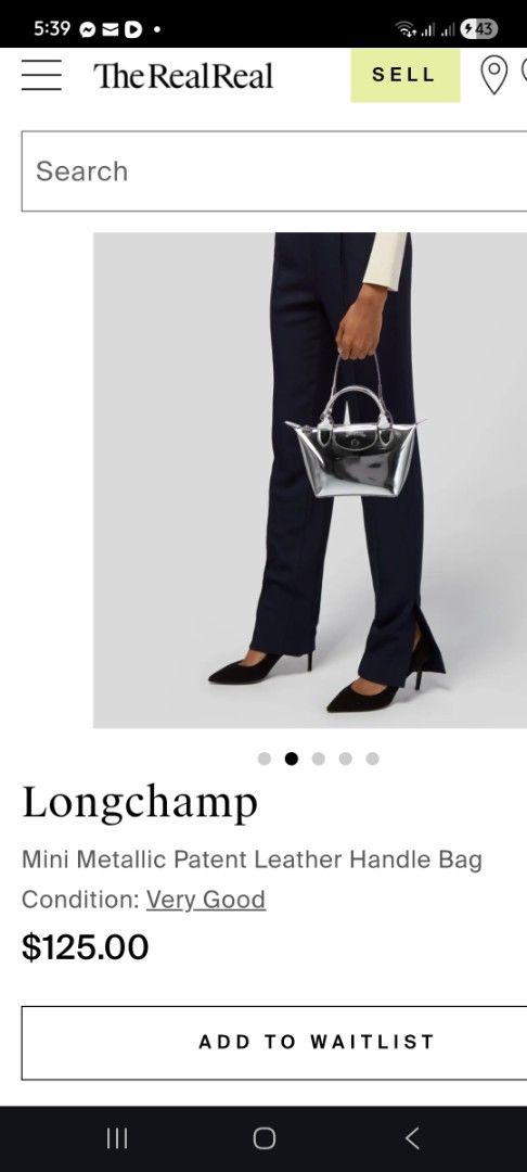 Longchamp Mini Metallic Patent Leather Handle Bag Silver (Category: Luxury Bags & Wallets) located in Quezon City. Submitted by ruthie3 (Listing ID 1454687997, Image 2). Description: issue: replacement chain sling - Cute mini Longchamp handle bag - Shiny silver metallic patent leather - Perfect size for essentials - Great for nights out or adding sparkle - Very eye-catching design.