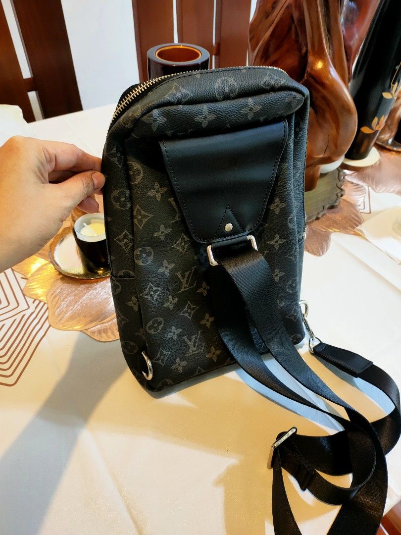 Louis Vuitton Monogram Sling Bag (Category: Luxury Bags & Wallets) located in Quezon City. Submitted by karlam (Listing ID 1454604317, Image 2). Description: MONSTER COPY from manufacturer in China Fast sale DECLUTTERING ONLY - Monogram sling bag in black and grey pattern - Front zip pocket for easy access - Spacious main zip compartment - Adjustable strap for comfortable wear - Genuine leather trim at the bottom with Louis Vuitton Paris embossed