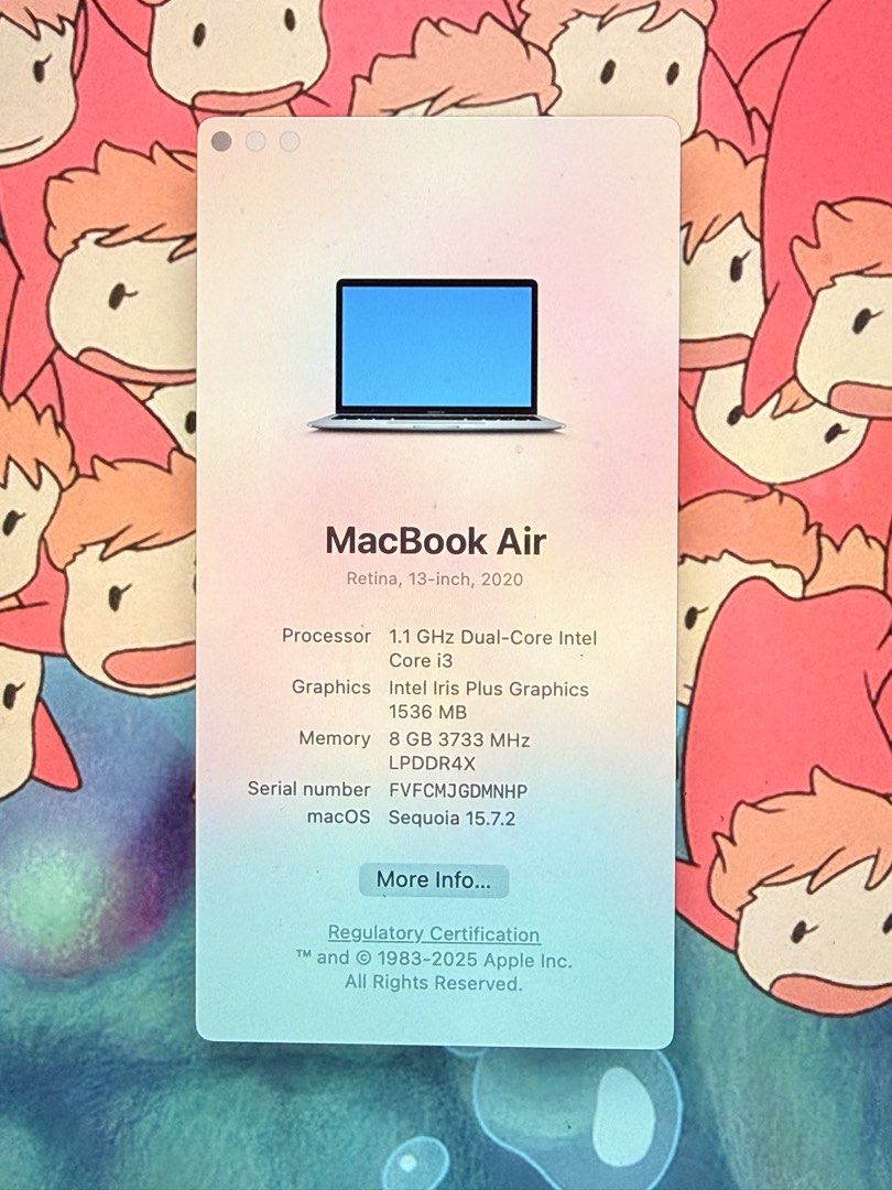MacBook Air 2020 (Category: Laptops & Notebooks) located in Cainta. Submitted by samsprevloved (Listing ID 1454663701, Image 1). Description: MacBook Air 2020. Lightly used there’s a few dents on the exterior of the laptop, but barely noticeable. Comes with charger and laptop sleeve. No more box. Can send more pictures if you want. Price is slightly negotiable. RFS: Upgraded laptop .