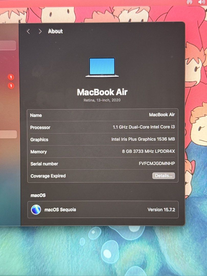 MacBook Air 2020 (Category: Laptops & Notebooks) located in Cainta. Submitted by samsprevloved (Listing ID 1454663701, Image 3). Description: MacBook Air 2020. Lightly used there’s a few dents on the exterior of the laptop, but barely noticeable. Comes with charger and laptop sleeve. No more box. Can send more pictures if you want. Price is slightly negotiable. RFS: Upgraded laptop .